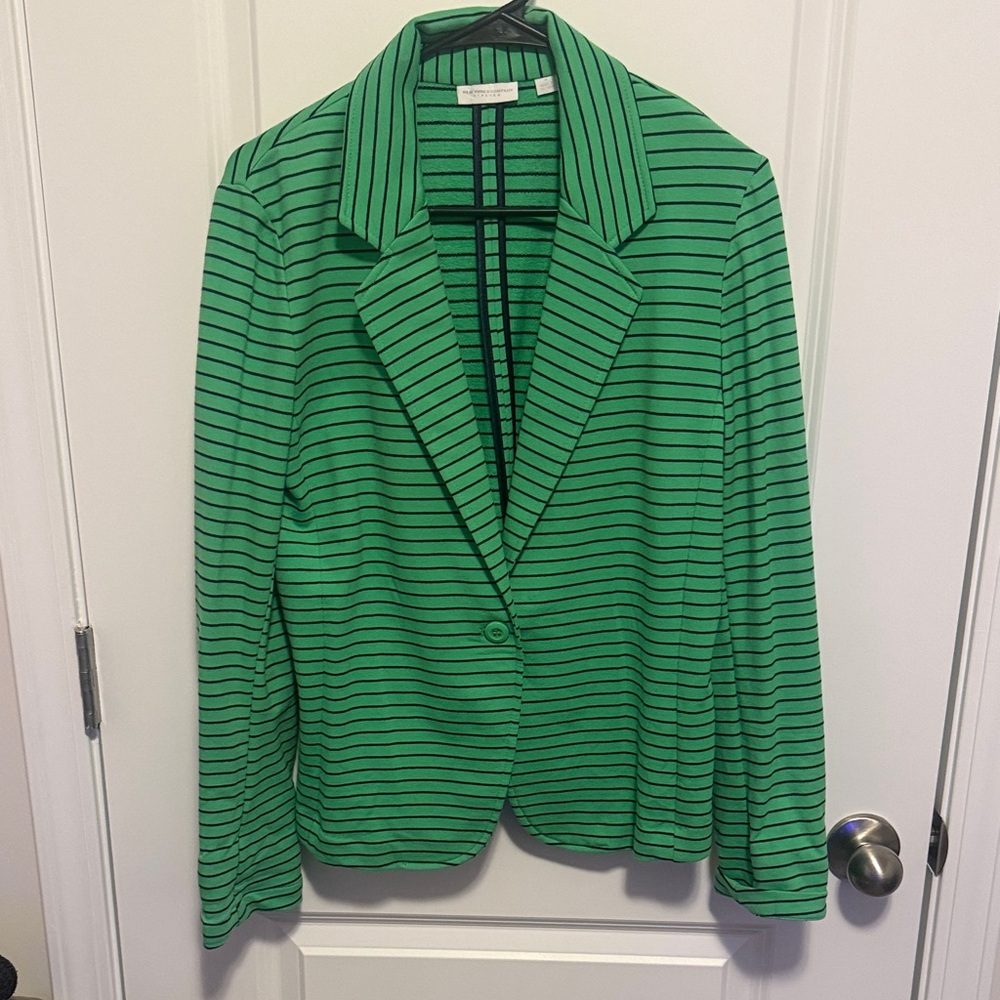 New York & Company Green Striped Blazer